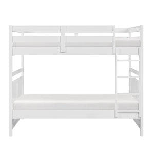 English Elm Bunk Bed Twin Over Solid Wood Frame with Guard Rails for Kids Shared Rooms White B011S02320