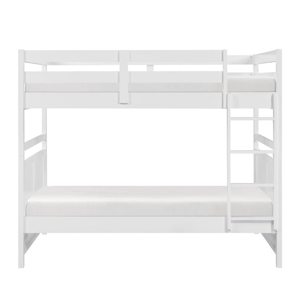 English Elm Bunk Bed Twin Over Solid Wood Frame with Guard Rails for Kids Shared Rooms White B011S02320