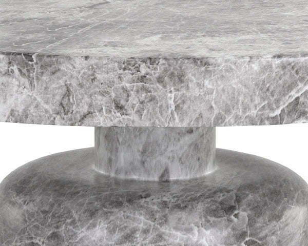 Sunpan Elmira Coffee Table - Elegant Grey Faux Marble Finish, Chic Round Design for Indoor & Outdoor Spaces