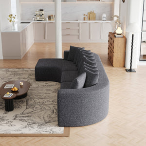 English Elm 131.1-inch Chenille Cloud Curved Sectional with Chaise and Ten Plush Throw Pillows W3505S00014