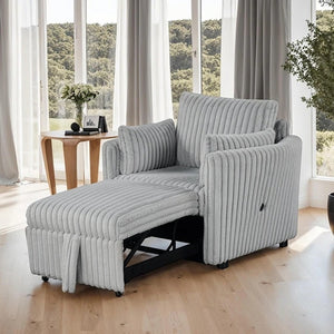 English Elm Curved Gray Faux Fur Chair with USB Port, Contemporary Modular Design, Plush Polyester Comfort B2741S00670