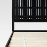 Slatted Headboard Mid-Century Modern Solid Wood Queen Bed Black CALB5CBL Walker Edison