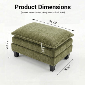 English Elm Modern Chenille Three Seat Sofa with Ottoman Usb Charging Ports and Storage Pockets Green W2519S00005