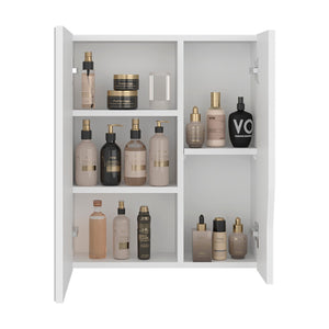 English Elm White Wall Mounted Medicine Cabinet with Integrated Mirror for Minimalist Bathrooms B062P476860