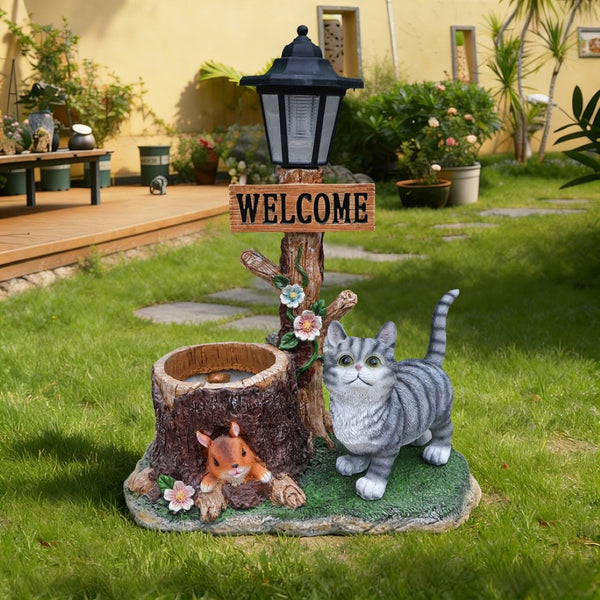 English Elm Schnauzer Solar Led Resin Planter Statue Outdoor Garden Accent for Patio Decor W5398P464238
