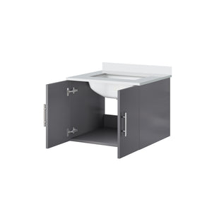 English Elm Dark Grey Bath Vanity 24 In. W With White Quartz Top - Modern Design, Durable Storage & Easy Install B2731P258555