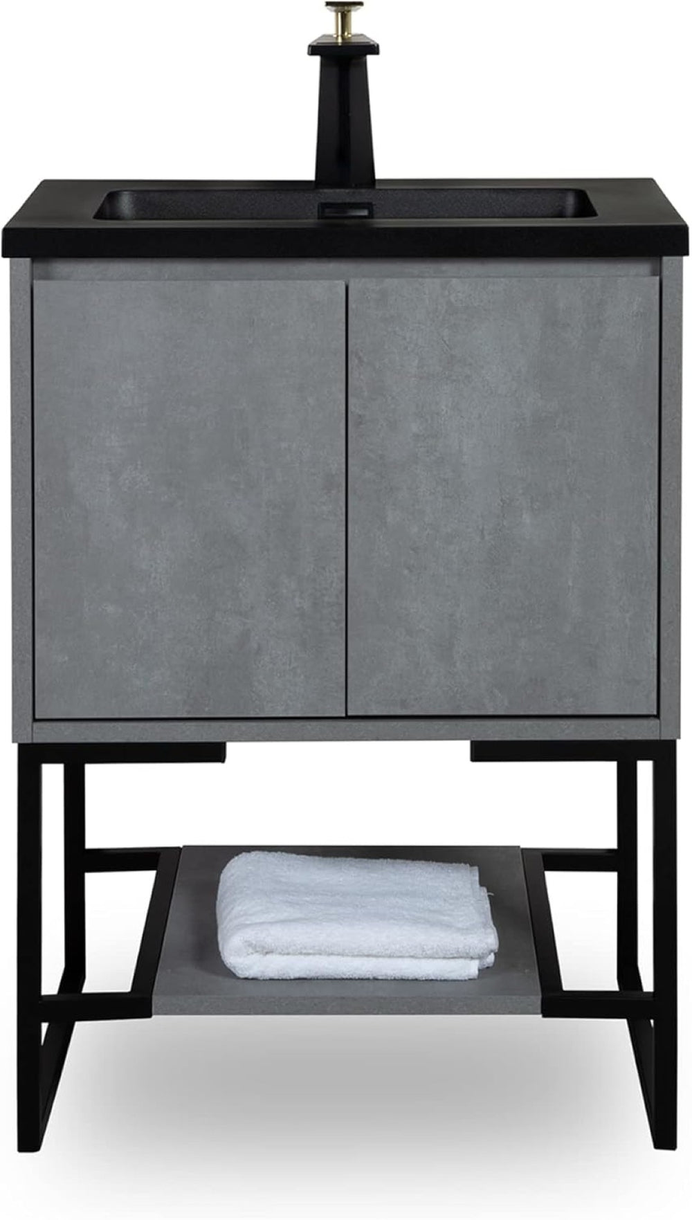 English Elm 24'' Floating Bathroom Vanity Base with Stainless Steel Legs Modern Mfc Cabinet Grey W1920P254031