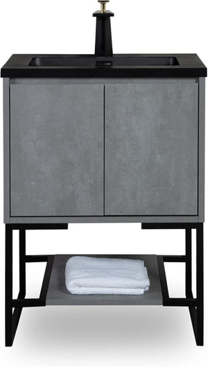 English Elm 36'' Floating Bathroom Vanity Base with Stainless Steel Legs Modern Cabinet Storage Grey W1920P254034