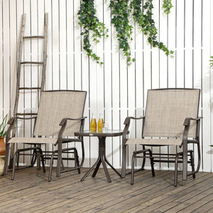 English Elm Outsunny 3-Piece Outdoor Glider Bistro Set With Glass Tabletop, Perfect For Patio, Garden & Porch W2225P217095-GIGA