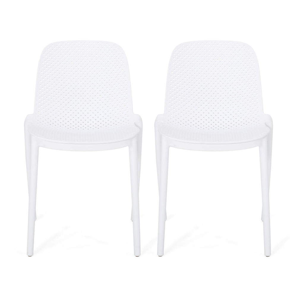 English Elm Christopher Knight Home® - IVY Outdoor Dining Chair with Weather-Resistant Polypropylene, Perforated Modern Design & Durable Frame White 33.5 L x 23.5 W x 20.3 H 68520.00WHI