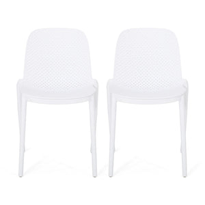 English Elm Christopher Knight Home® - IVY Outdoor Dining Chair with Weather-Resistant Polypropylene, Perforated Modern Design & Durable Frame White 33.5 L x 23.5 W x 20.3 H 68520.00WHI