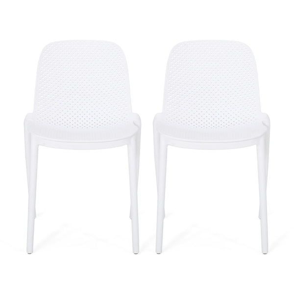 English Elm Christopher Knight Home® - IVY Outdoor Dining Chair with Weather-Resistant Polypropylene, Perforated Modern Design & Durable Frame White 33.5 L x 23.5 W x 20.3 H 68520.00WHI