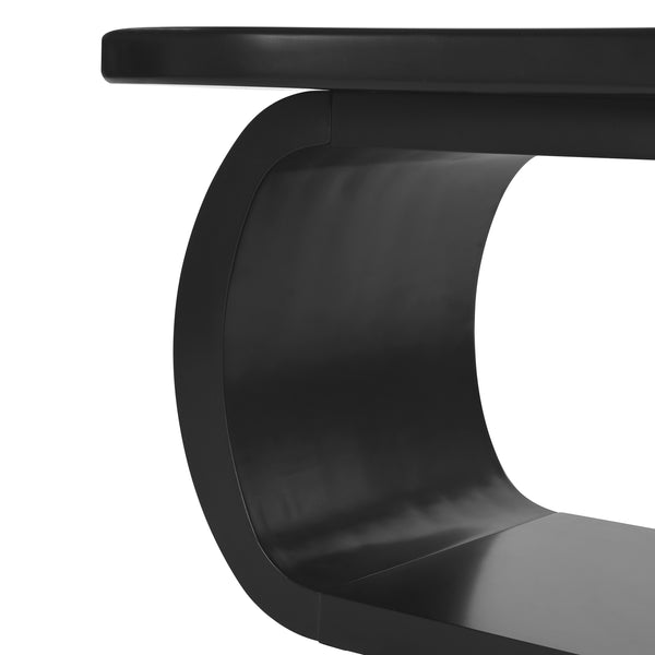 English Elm ON-TREND Cloud Coffee Table with Curved Legs, 1.5" Thick Round-Edge Top, Lightweight Stylish Accent for Living Room Black N721P262567B