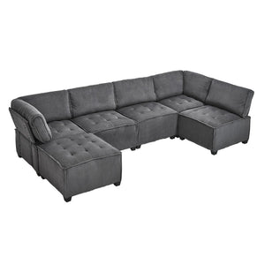 English Elm United We Win U-Shaped Modular Sectional Sofa - 6-Seat Reversible Chaise For Stylish Living Rooms W1568S00157-GIGA