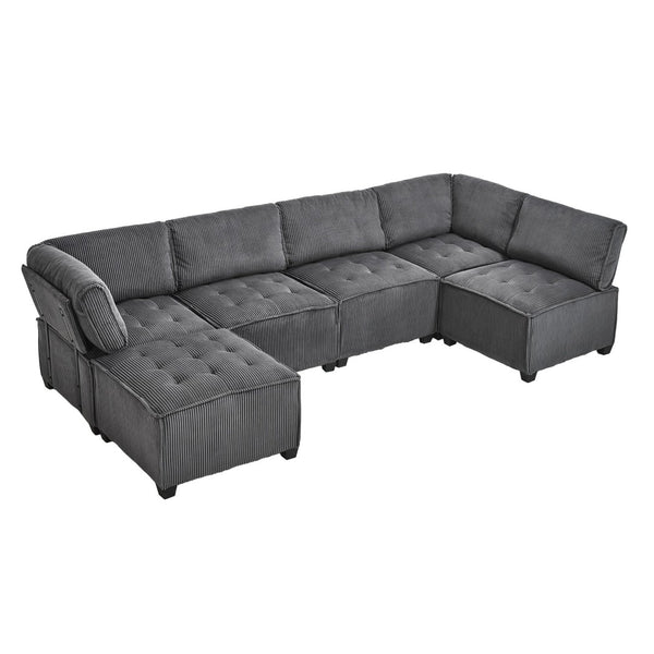 English Elm United We Win U-Shaped Modular Sectional Sofa - 6-Seat Reversible Chaise For Stylish Living Rooms W1568S00157-GIGA
