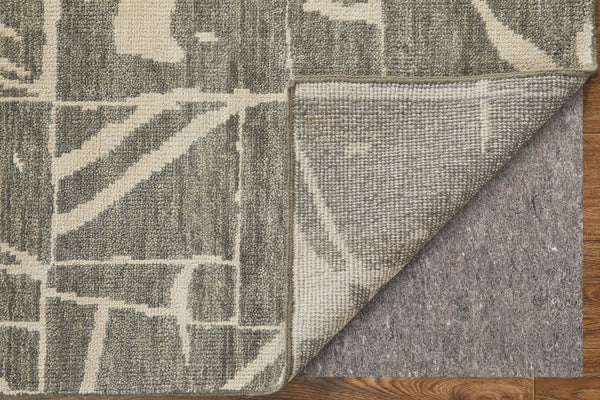 Feizy Rugs Sutton Hand Knotted Wool Rug - Exquisite Abstract Design For Modern And Transitional Interiors Taupe,Ivory Wool T05t6003pewgrnp00