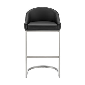 English Elm Zevrin Cantilever Bar Stool with Faux Leather Upholstery, Durable 400lb Capacity, Sleek Modern Design Black B2736P354320