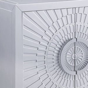 English Elm Cicero Platinum Finish Console Cabinet with 2-Door Storage, Silver MDF Top, 70lb Capacity, 38mm Thickness B2726P272317