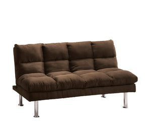 English Elm Contemporary Microfiber Futon Sofa Converts to Bed with Chrome Legs, Compact Space-Saving Design, Durable Upholstery Dark Brown 40 L x 67 W x 9 H B2741P363835