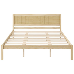 English Elm Platform King Bed Solid Pine Panel Headboard Wood Slat Base Modern Bedroom Frame Natural N709P425341N