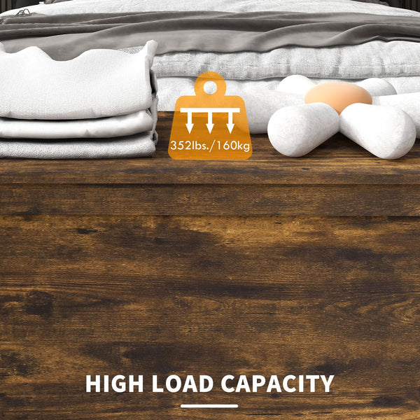 English Elm HOMCOM Spacious 39.4" Wooden Storage Chest with Safety Hinges, Sturdy Seat, Handles, 352 lb Cap. Rustic Brown W2225P173958