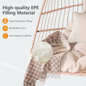 English Elm Outdoor Rattan Egg Swing Chair – Stylish Off-White Hanging Chair With Cushions & Durable Frame W2500P364236-GIGA