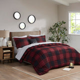 Madison Park Essentials Everest Lodge/Cabin 6 Piece Reversible Comforter Set with Bed Sheets MPE10-894 Red Plaid