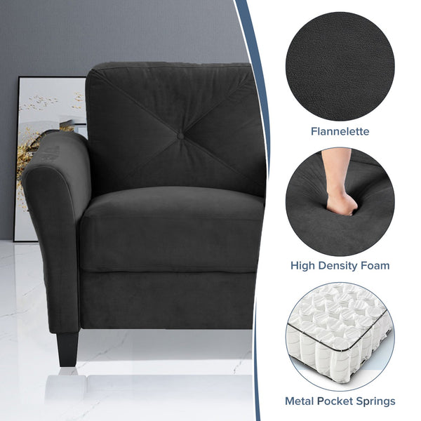 English Elm Couch Luxurious Black Velvet Sectional Set 1+2+3 - Modern Comfort For Stylish Living Spaces! W2121S00011