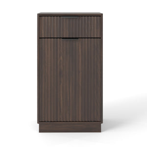 English Elm 10-Gallon Woodgrain Tilt-Out Trash Cabinet with Wave-Texture Drawer, Industrial Metal Accents, Space-Saving Organizer for Kitchen Bath Living Room Walnut W2557P319051