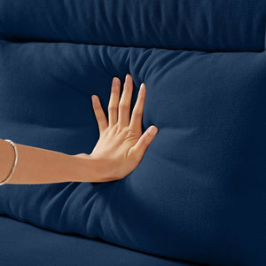 English Elm 82" Chesterfield Snowfleece Upholstered 3-seat Sofa Nailhead Trim Plush Living Room Blue W1359P386025