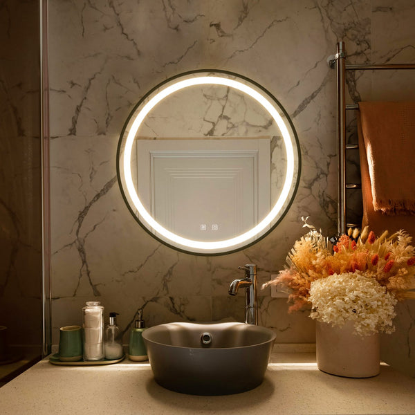 English Elm 32Inch Led Vanity Mirror - Dimmable Touch Control, Anti-Fog, Adjustable Colors, Black Frame, Ip54 Waterproof W1992P210849