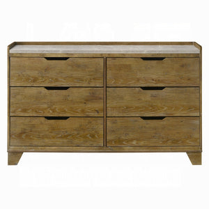 English Elm Transitional Six Drawer Solid Rubberwood Dresser Warm Aspen Brown Bedroom Storage B2741P411512