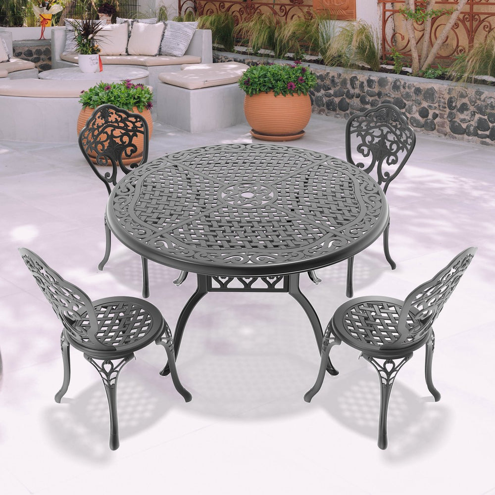 English Elm 5-Piece All-Weather Cast Aluminum Dining Set For Year-Round Comfort & Style - Perfect For Outdoor Use! W1710S00229