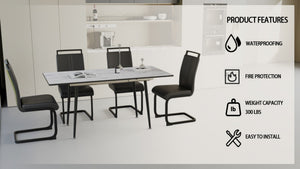 English Elm 47"-63" Extendable Mdf Dining Table Set Seats Six with Faux Leather Armless Chairs W2189S00931