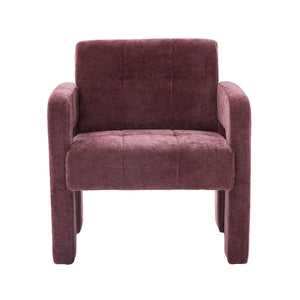 English Elm Modern Ergonomic Armchair with Generous Curved Armrests, Chenille Upholstery, 500lb Capacity, Cozy Lounge Seat WINE RED W395P380521