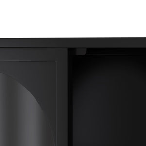 English Elm 47.25" Four-door Glass Wall Cabinet Storage - Durable Iron & Tempered Glass, Space-Saving Vertical Organizer Black W757P205949