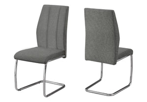 English Elm Dining Chair Set of 2 Upholstered Grey Fabric with U-Shaped Chrome Legs, 39" High, Comfortable Modern Seating B2710P218809