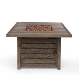 Christopher Knight Home® - Noble House - Elberton Outdoor 50,000 Btu Square Fire Pit, Brown Wood Pattern