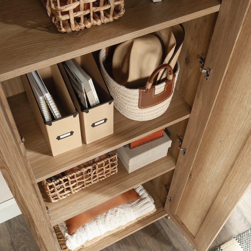 English Elm Storage Cabinet - Versatile Brown Wood Unit For Kitchen, Laundry & Living Areas With Adjustable Shelves B356P367807-GIGA