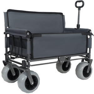 English Elm 3-in-1 Folding Utility Wagon Converts to Bench Seat with All-terrain Balloon Tires Gray W2932P312720