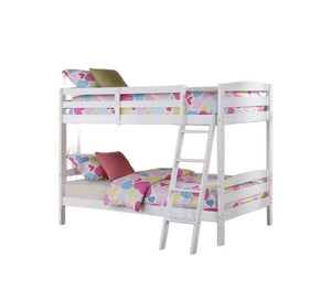 English Elm Modern Twin Over Twin Bunk Bed with Front Ladder, Safety Rails & Two Underbed Drawers, Solid Slat Support White 17 L x 80 W x 8 H B2741P345236