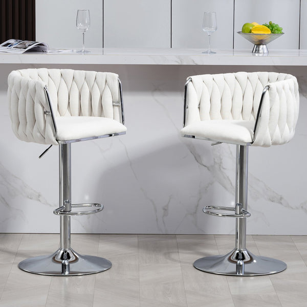 English Elm 360° Swivel Bar Stools Set of 2 with High-Rebound Cushions, Adjustable Counter Height, Sleek Chrome Frame for Kitchen Island and Cafe Seating Beige W2215P184992