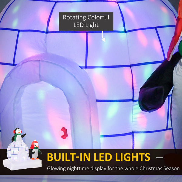 English Elm HOMCOM 5 ft Lighted Penguin Inflatable with Igloo and Rotating LED Lights, Waterproof Outdoor Decor W2225P249977