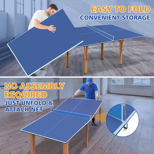 English Elm 8.5ft Regulation Ping Pong Conversion Top Foldable Mdf Surface for Game Rooms Blue W1408P401724