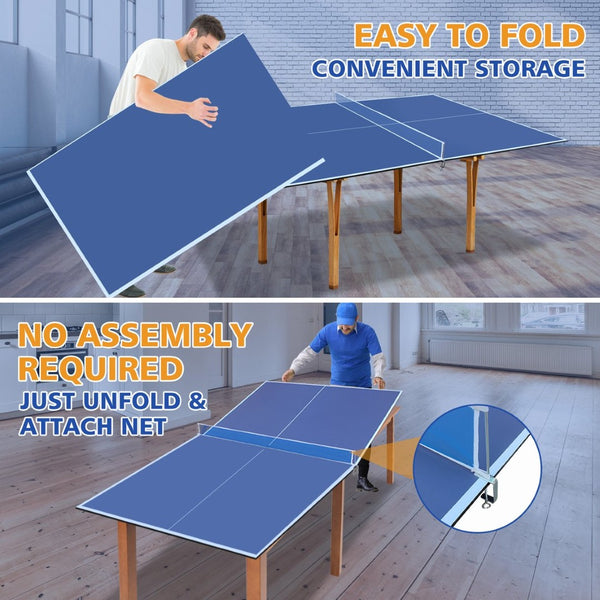 English Elm 8.5ft Regulation Ping Pong Conversion Top Foldable Mdf Surface for Game Rooms Blue W1408P401724