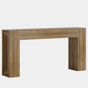 English Elm Practical Geometric Console Table with Matte Black Wood Grain Finish for Entryway or Sofa T3971P457911