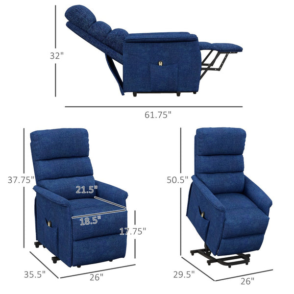 English Elm Electric Power Lift Recliner Chair with Wired Remote Linen Upholstery Living Room T3971P405326