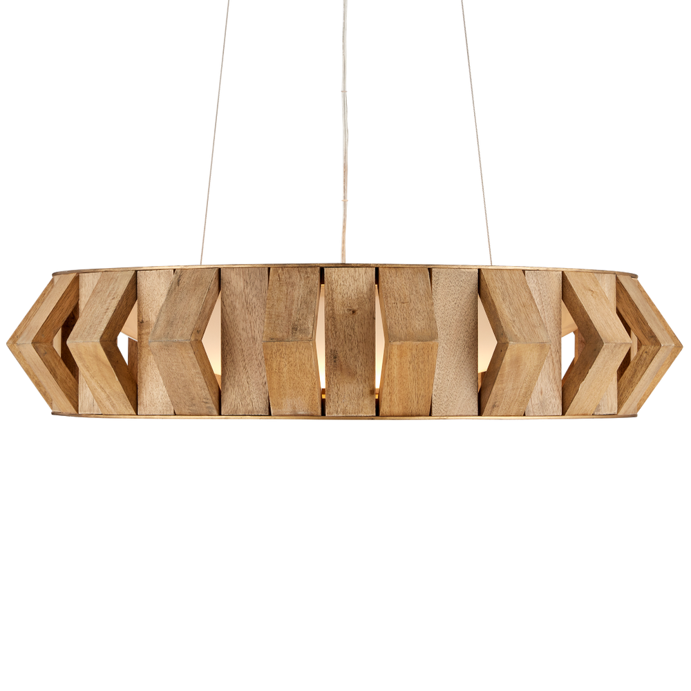 Plunge Chandelier: Stunning Mid-Century Modern Wood Pendant Light with Adjustable Height & LED Glow
