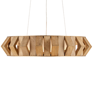 Plunge Chandelier: Stunning Mid-Century Modern Wood Pendant Light with Adjustable Height & LED Glow