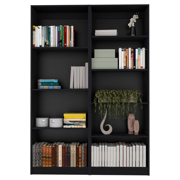 English Elm 2 Piece Bookcase Set with 9 Shelves — Matte Finished Sturdy Particleboard Storage for Modern Living Rooms Black 45 L x 29 W x 4 H B200S00292